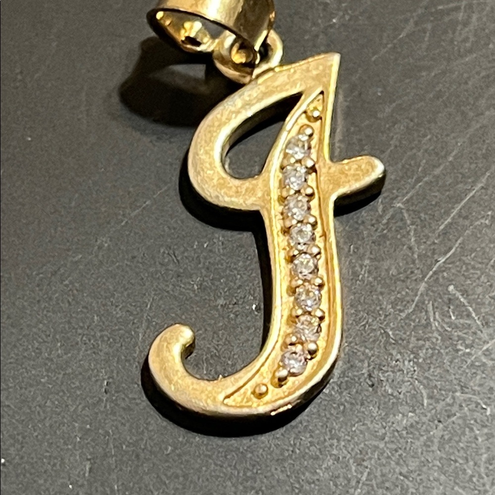Gold Initial Pendant with Crystals